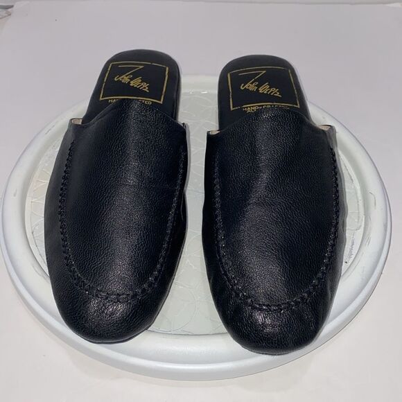 John Weitz Hand Crafted All Leather Men’s Black Slipper Size 14 main image 4